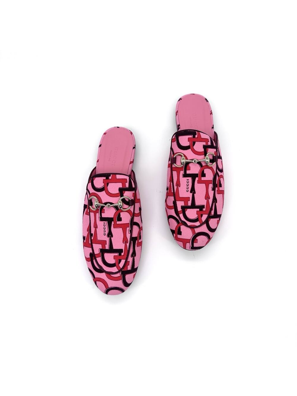 NIB Gucci Princetown Mules EU 37.5 US 7.5 Horsebit Print Pink Multi $990